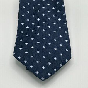 Tommy Hilfiger 100% Silk Men's Necktie - Navy Geometric Pattern